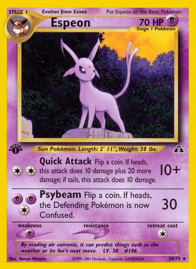 Espeon #20 from Neo Discovery - Rare - Illustrated by Naoyo Kimura
