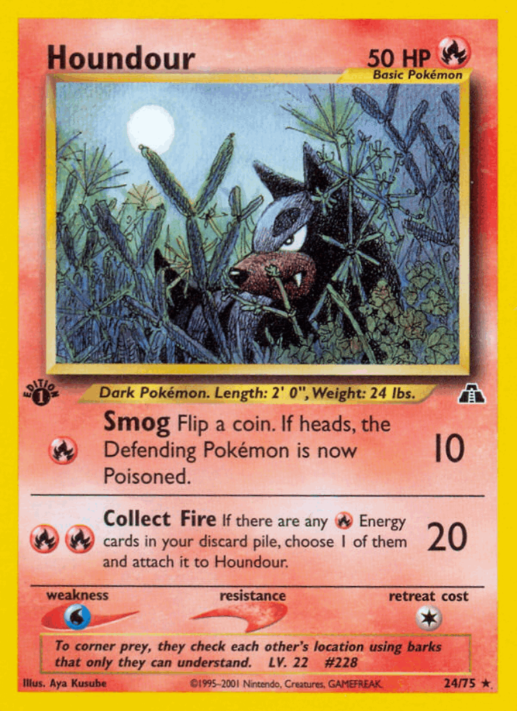 Houndour #24 from Neo Discovery - Rare - Illustrated by Aya Kusube