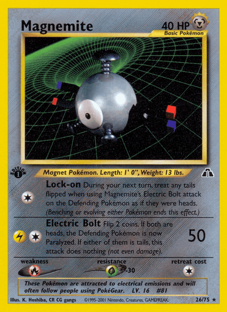 Magnemite #26 from Neo Discovery - Rare - Illustrated by K. Hoshiba, CR CG gangs