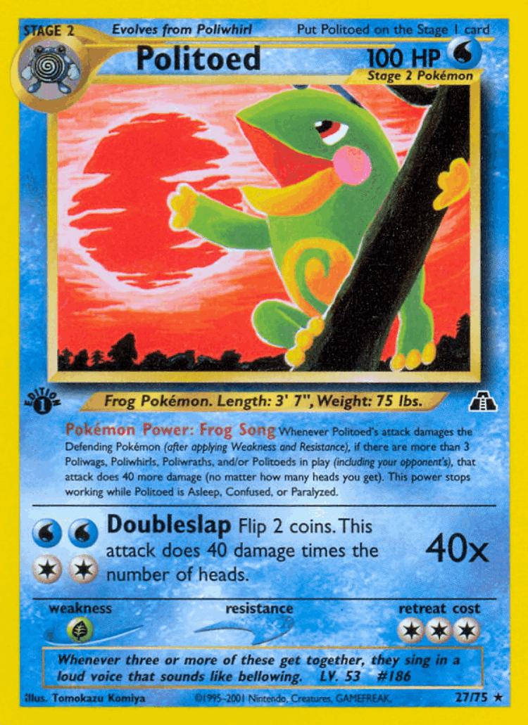 Politoed #27 from Neo Discovery - Rare - Illustrated by Tomokazu Komiya
