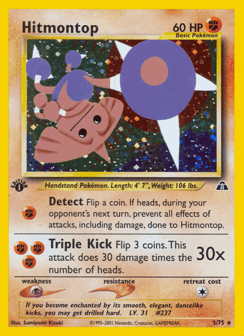 Hitmontop #3 from Neo Discovery - Rare Holo - Illustrated by Sumiyoshi Kizuki