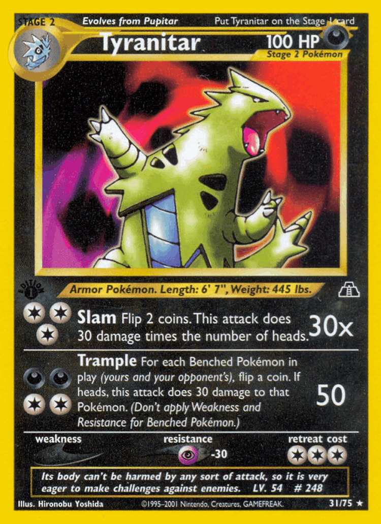 Tyranitar #31 from Neo Discovery - Rare - Illustrated by Hironobu Yoshida