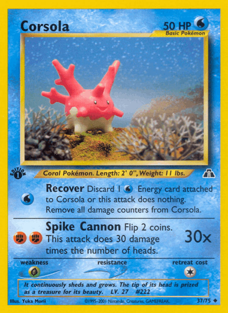 Corsola #37 from Neo Discovery - Uncommon - Illustrated by Yuka Morii