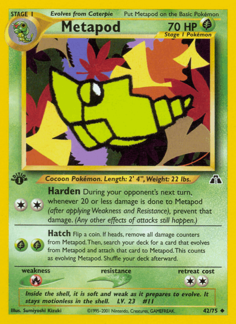 Metapod #42 from Neo Discovery - Uncommon - Illustrated by Sumiyoshi Kizuki