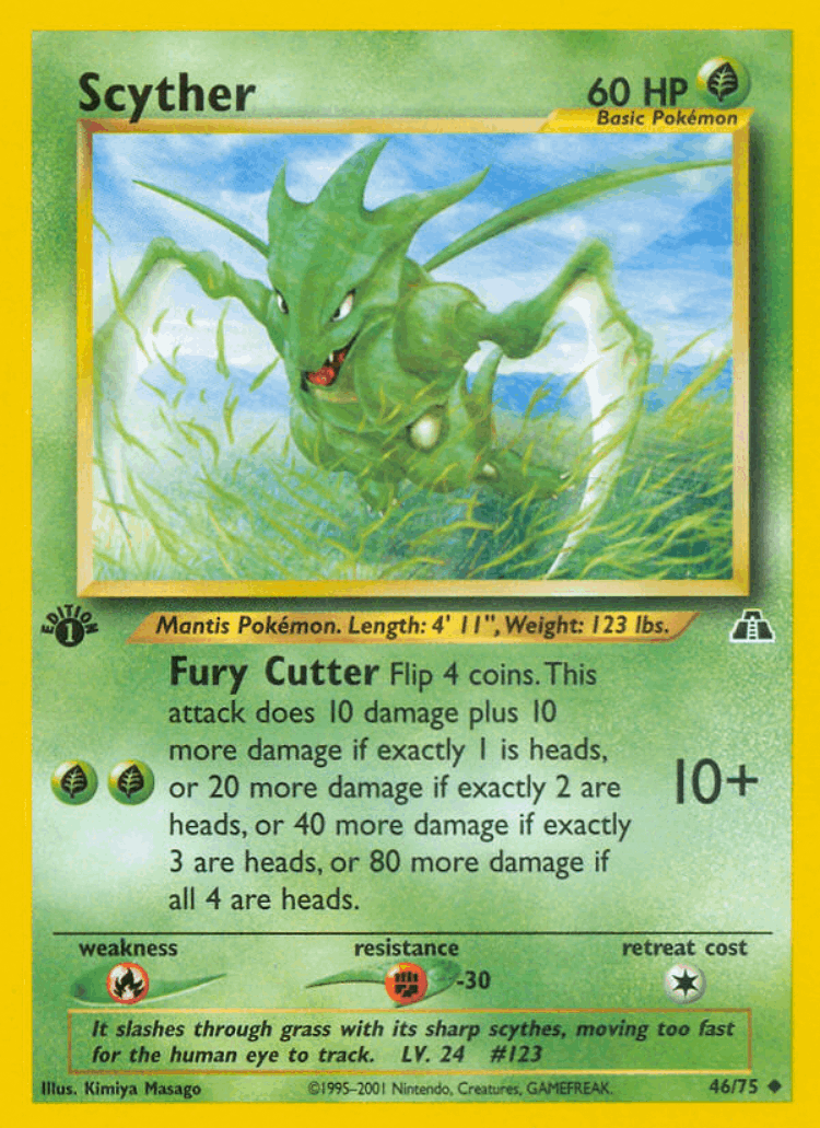Scyther #46 from Neo Discovery - Uncommon - Illustrated by Kimiya Masago