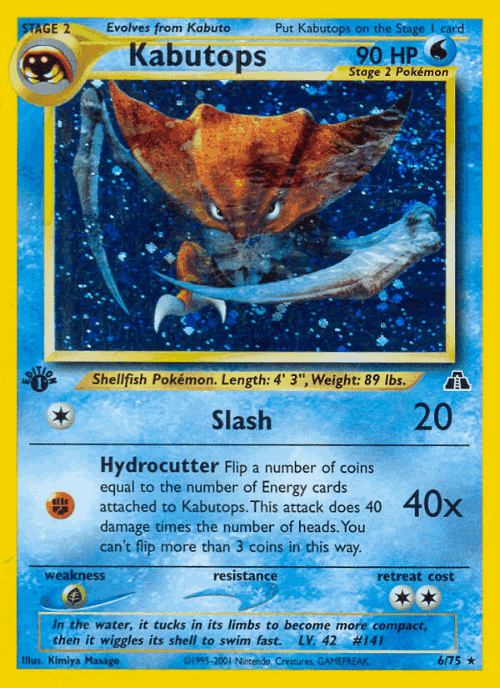 Kabutops #6 from Neo Discovery - Rare Holo - Illustrated by Kimiya Masago