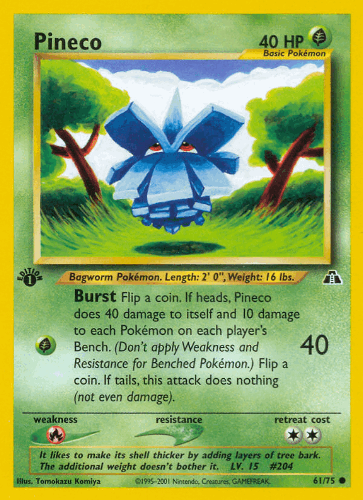 Pineco #61 from Neo Discovery - Common - Illustrated by Tomokazu Komiya