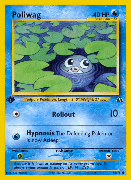 Poliwag #62 from Neo Discovery - Common - Illustrated by Aya Kusube