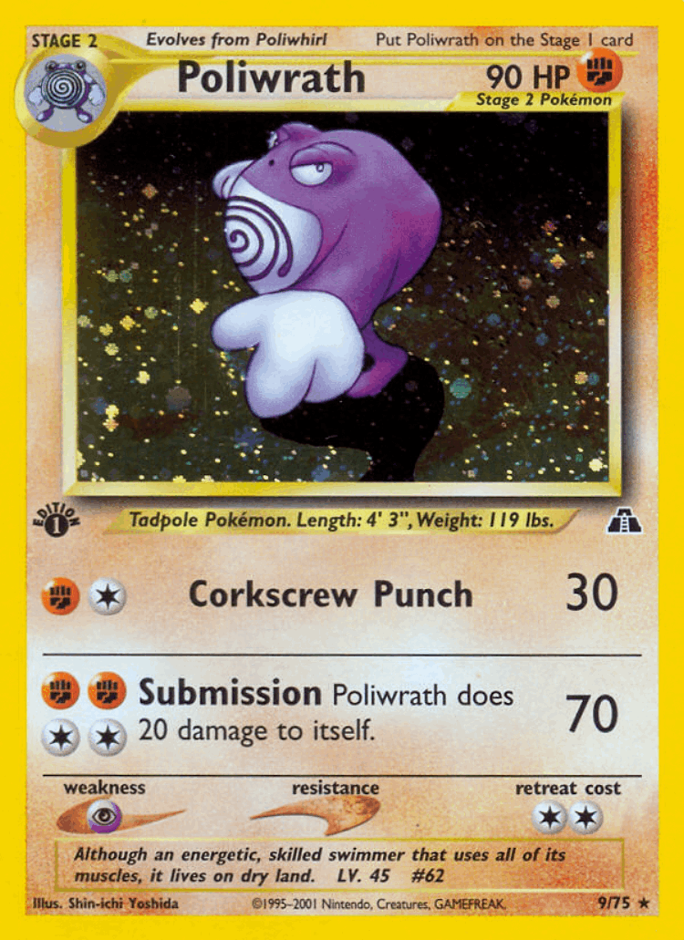 Poliwrath #9 from Neo Discovery - Rare Holo - Illustrated by Shin-ichi Yoshida