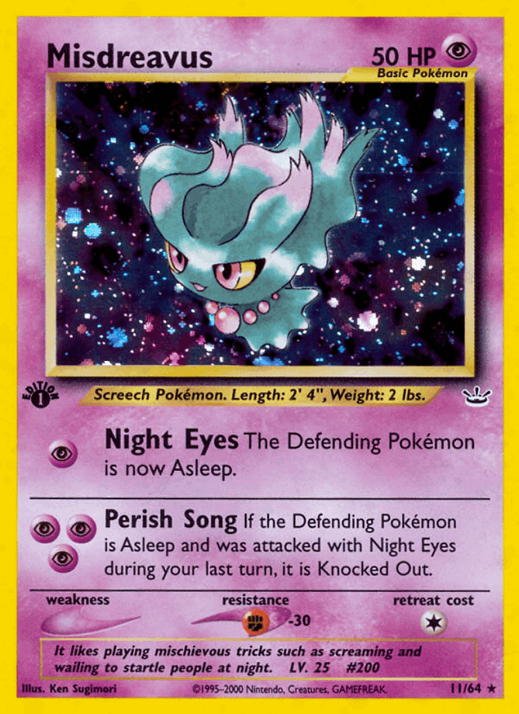 Misdreavus #11 from Neo Revelation - Rare Holo - Illustrated by Ken Sugimori