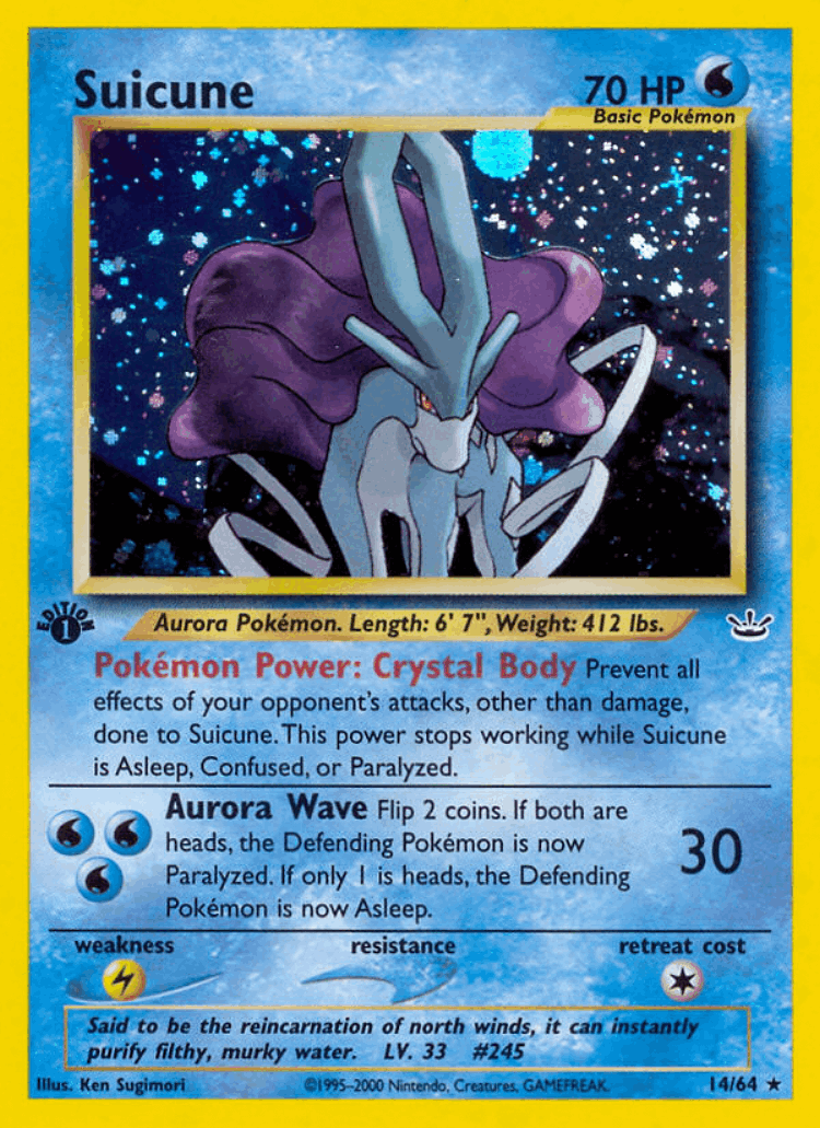 Suicune #14 from Neo Revelation - Rare Holo - Illustrated by Ken Sugimori