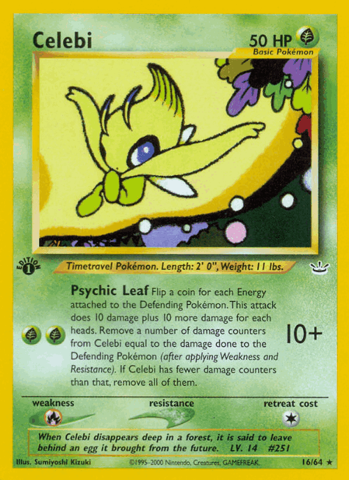 Celebi #16 from Neo Revelation - Rare - Illustrated by Sumiyoshi Kizuki