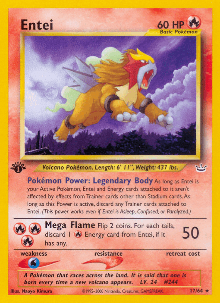 Entei #17 from Neo Revelation - Rare - Illustrated by Naoyo Kimura