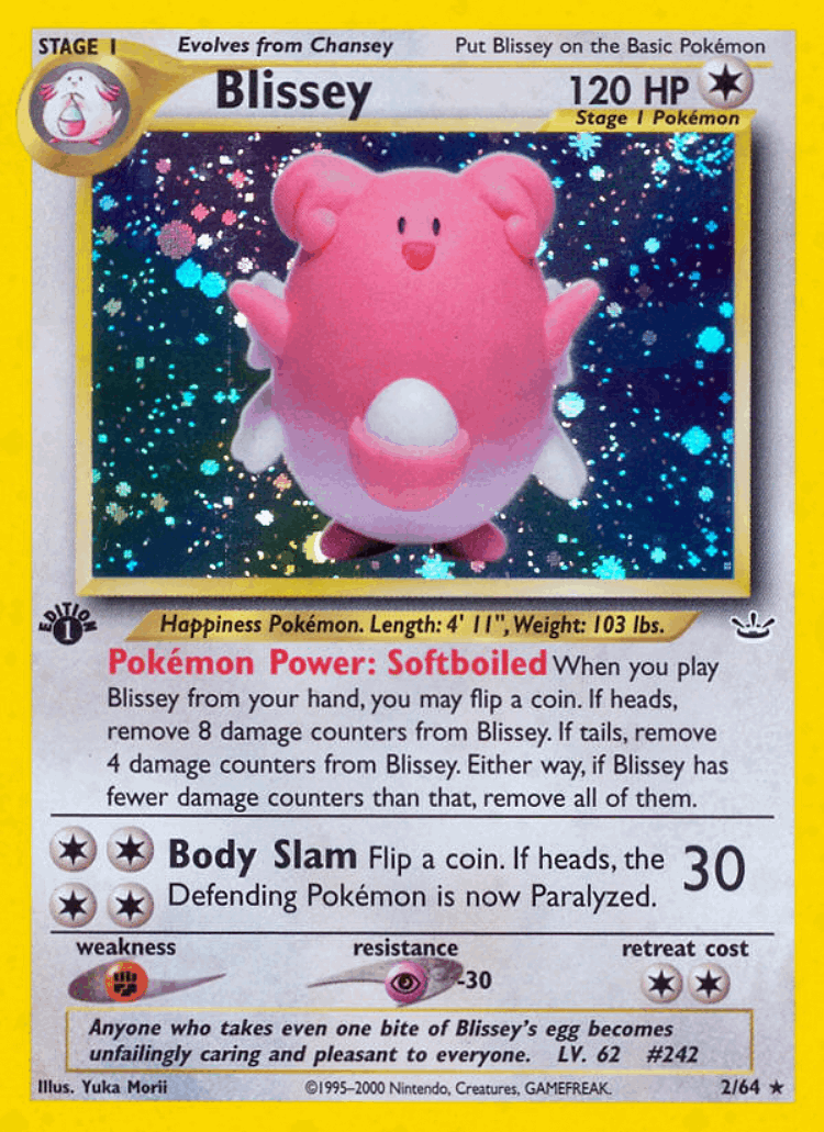 Blissey #2 from Neo Revelation - Rare Holo - Illustrated by Yuka Morii