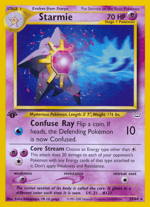 Starmie #25 from Neo Revelation - Rare - Illustrated by Keita Komatsuya, CR CG gangs