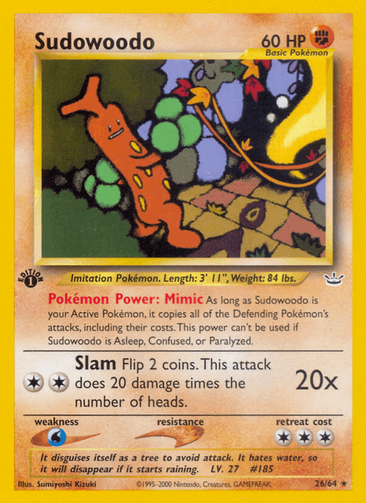 Sudowoodo #26 from Neo Revelation - Rare - Illustrated by Sumiyoshi Kizuki