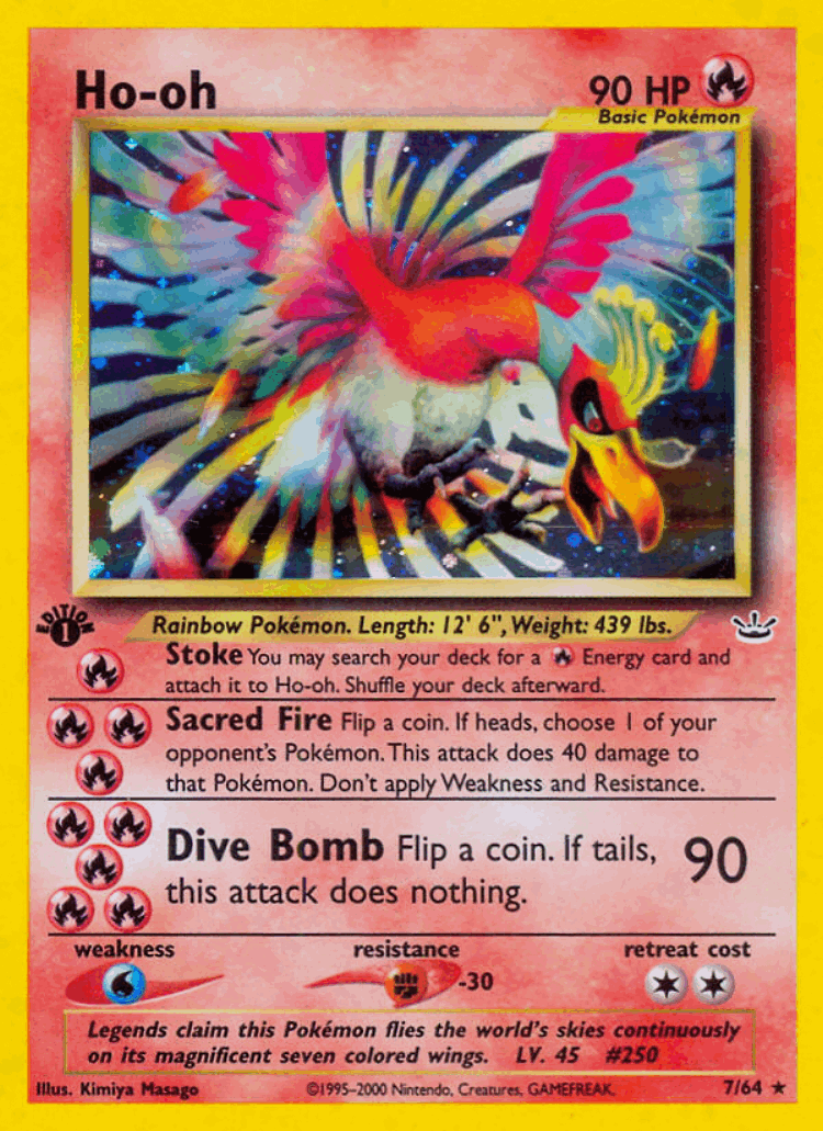 Ho-oh #7 from Neo Revelation - Rare Holo - Illustrated by Kimiya Masago