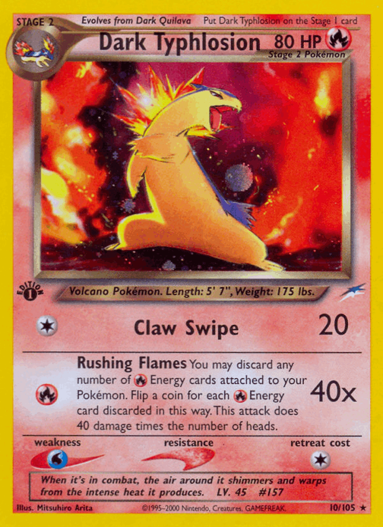 Dark Typhlosion #10 from Neo Destiny - Rare Holo - Illustrated by Mitsuhiro Arita