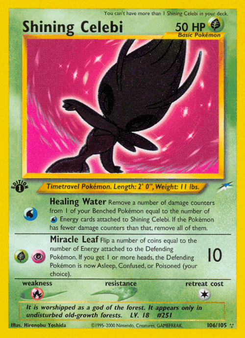 Shining Celebi Pokémon TCG card art