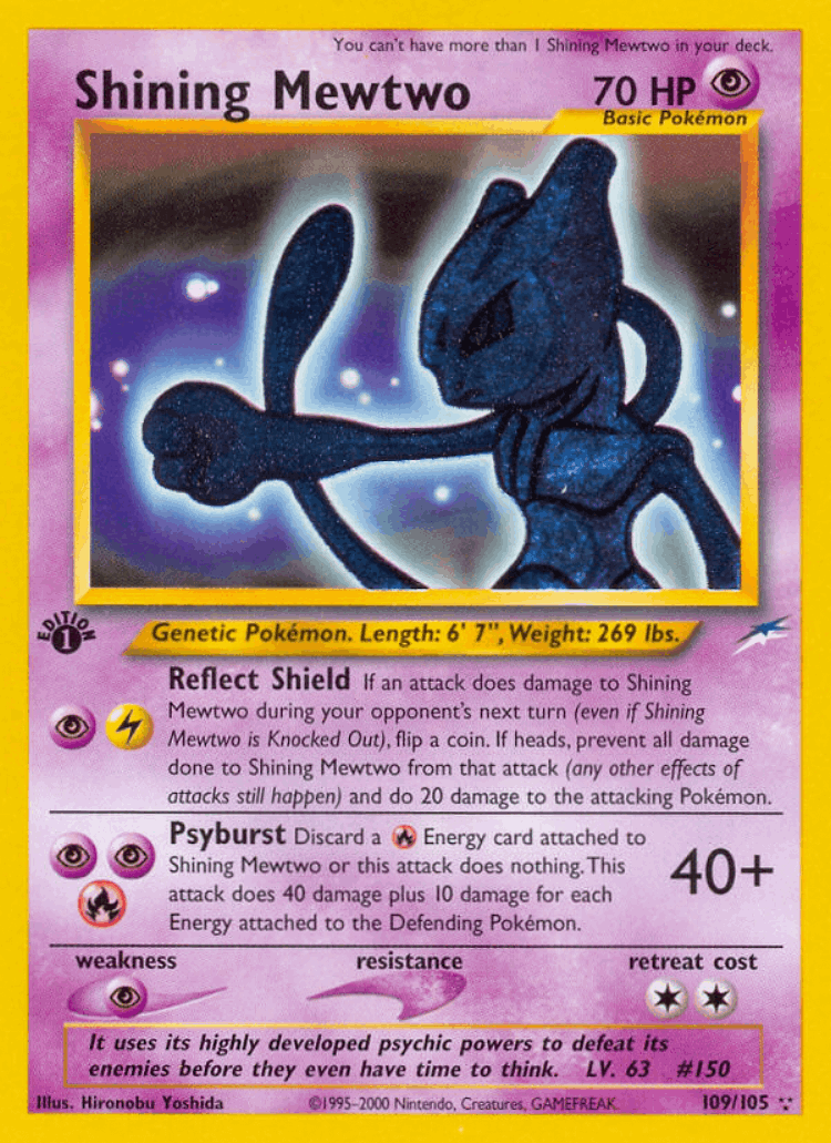 Shining Mewtwo #109 from Neo Destiny - Rare Shining - Illustrated by Hironobu Yoshida