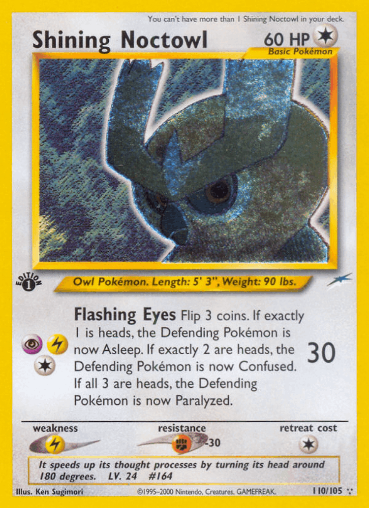 Shining Noctowl #110 from Neo Destiny - Rare Shining - Illustrated by Ken Sugimori