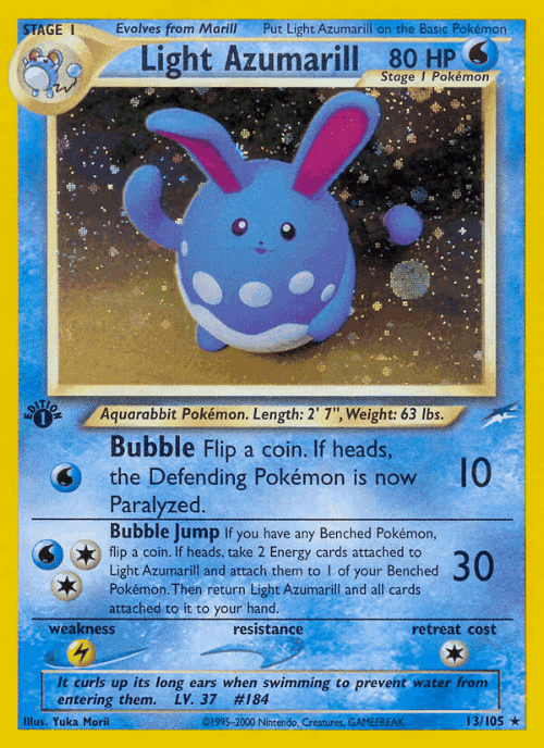 Light Azumarill #13 from Neo Destiny - Rare Holo - Illustrated by Yuka Morii