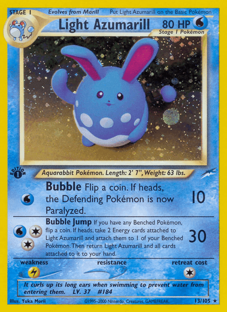 Light Azumarill #13 from Neo Destiny - Rare Holo - Illustrated by Yuka Morii