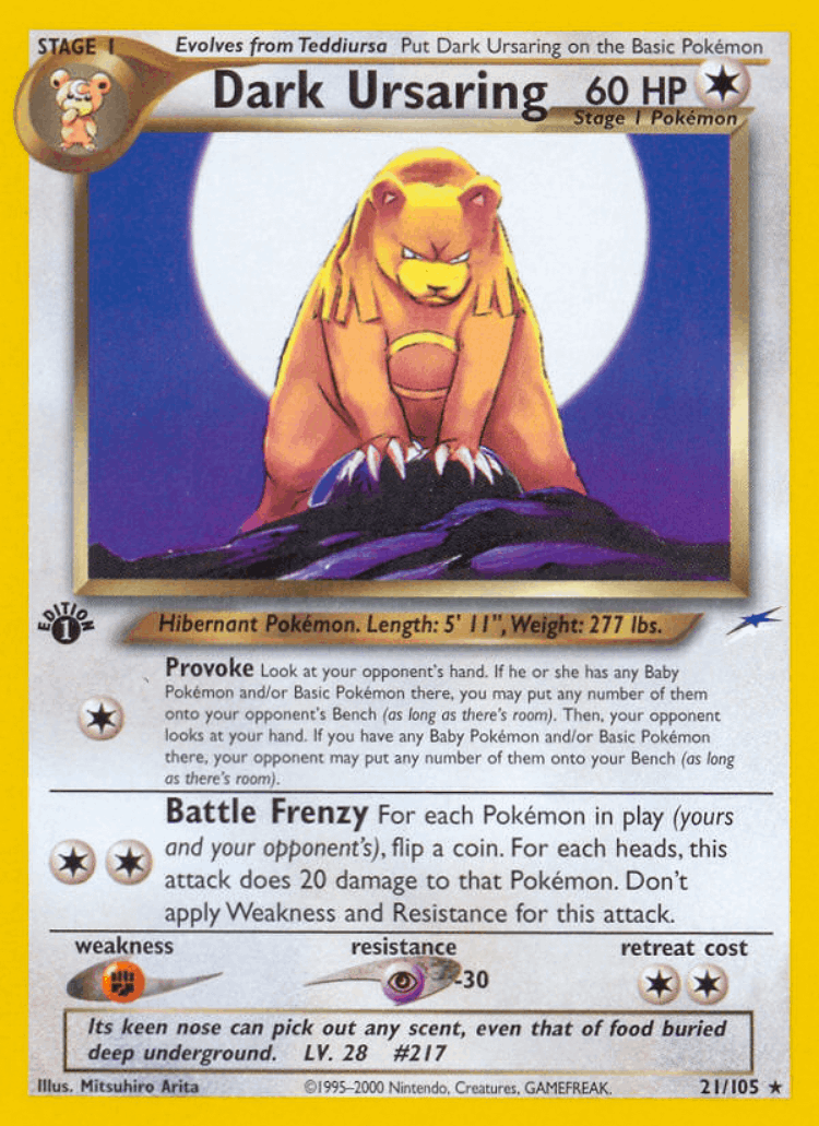 Dark Ursaring #21 from Neo Destiny - Rare - Illustrated by Mitsuhiro Arita