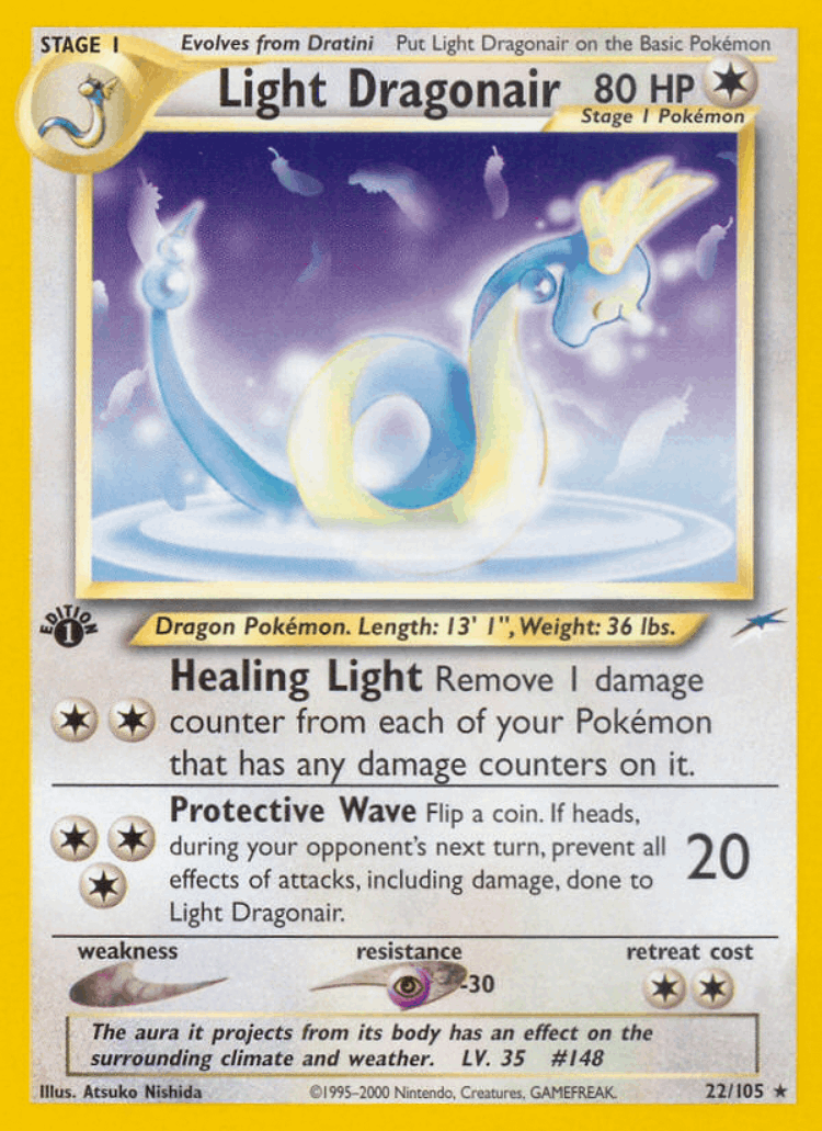 Light Dragonair #22 from Neo Destiny - Rare - Illustrated by Atsuko Nishida