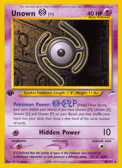 Unown [H] #28 from Neo Destiny - Rare - Illustrated by CR CG gangs