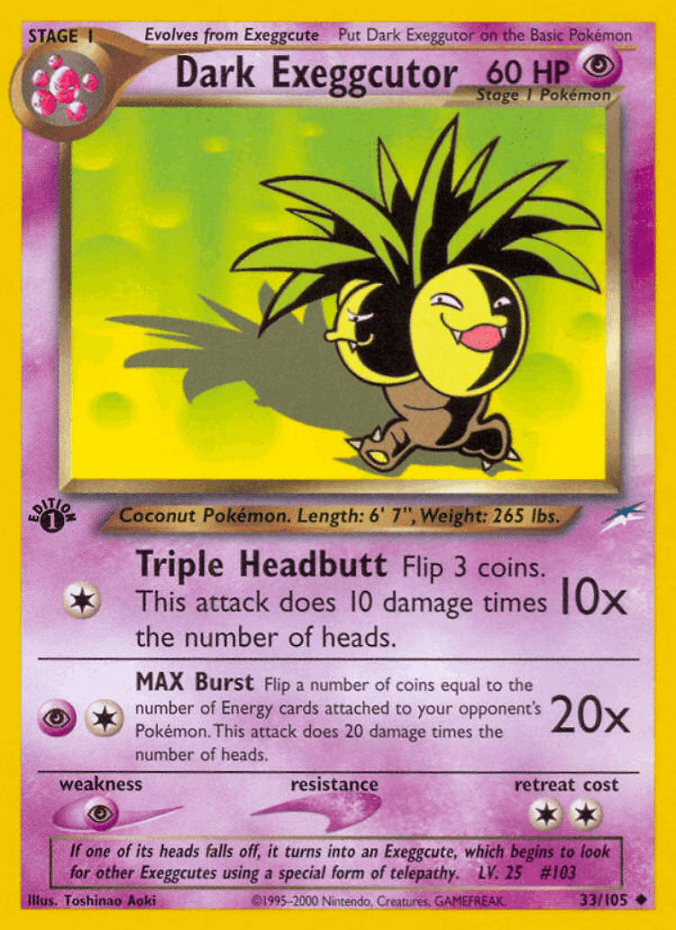 Dark Exeggutor #33 from Neo Destiny - Uncommon - Illustrated by Toshinao Aoki