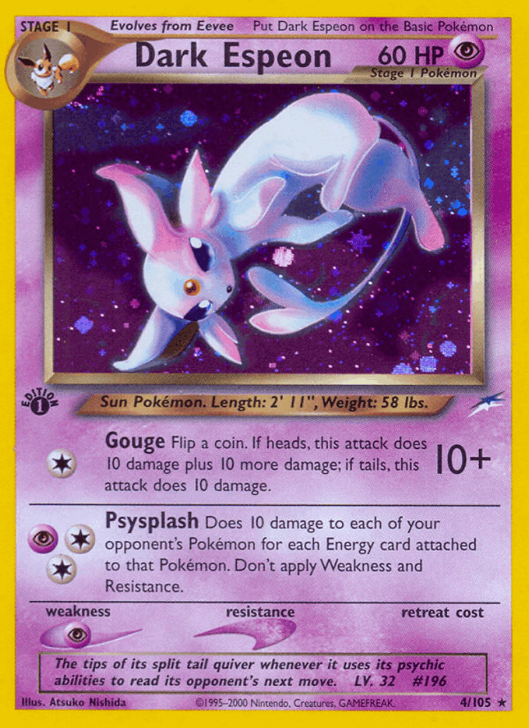 Dark Espeon #4 from Neo Destiny - Rare Holo - Illustrated by Atsuko Nishida