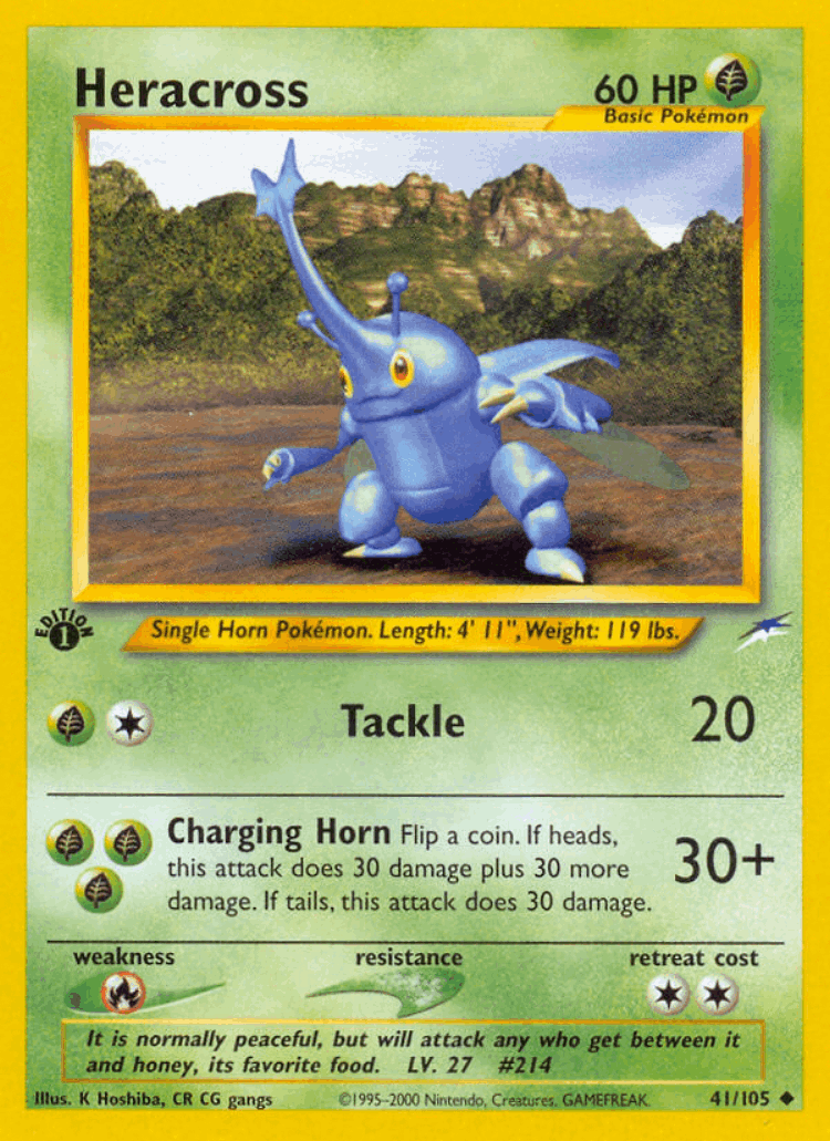 Heracross #41 from Neo Destiny - Uncommon - Illustrated by K. Hoshiba, CR CG gangs