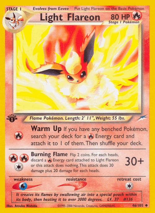 Light Flareon #46 from Neo Destiny - Uncommon - Illustrated by Atsuko Nishida