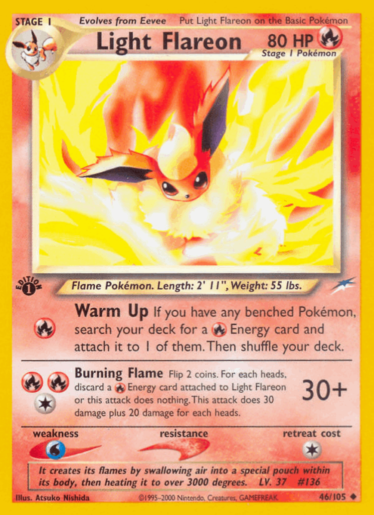 Light Flareon #46 from Neo Destiny - Uncommon - Illustrated by Atsuko Nishida