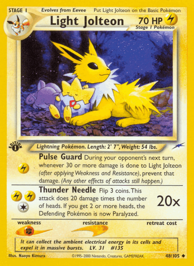 Light Jolteon #48 from Neo Destiny - Uncommon - Illustrated by Naoyo Kimura
