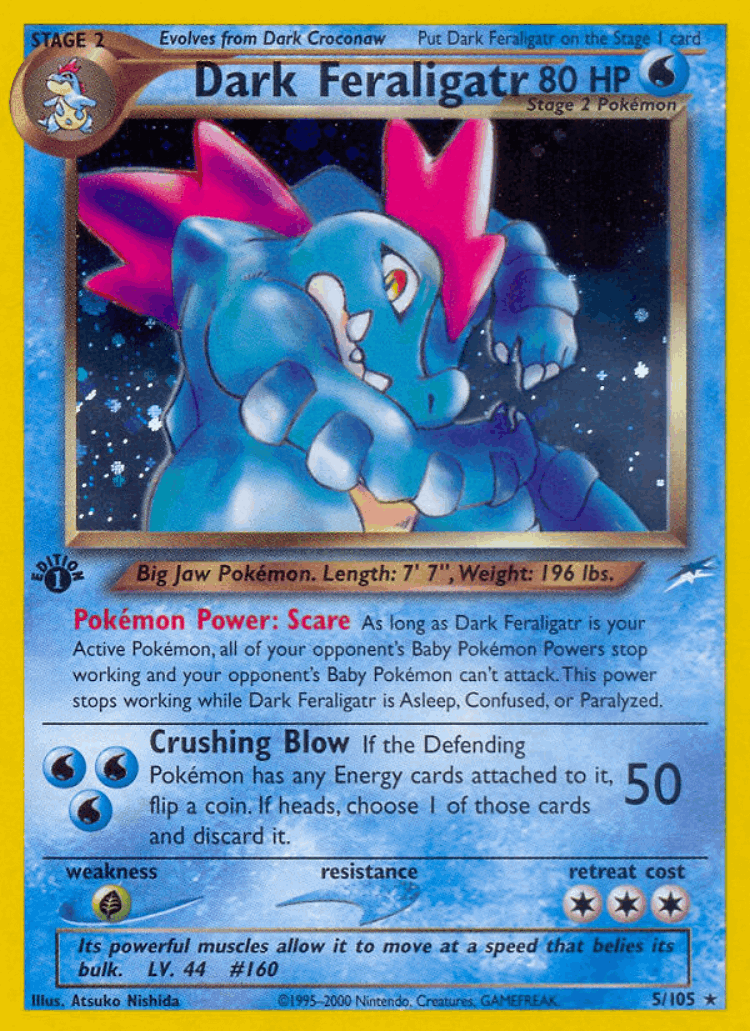 Dark Feraligatr #5 from Neo Destiny - Rare Holo - Illustrated by Atsuko Nishida