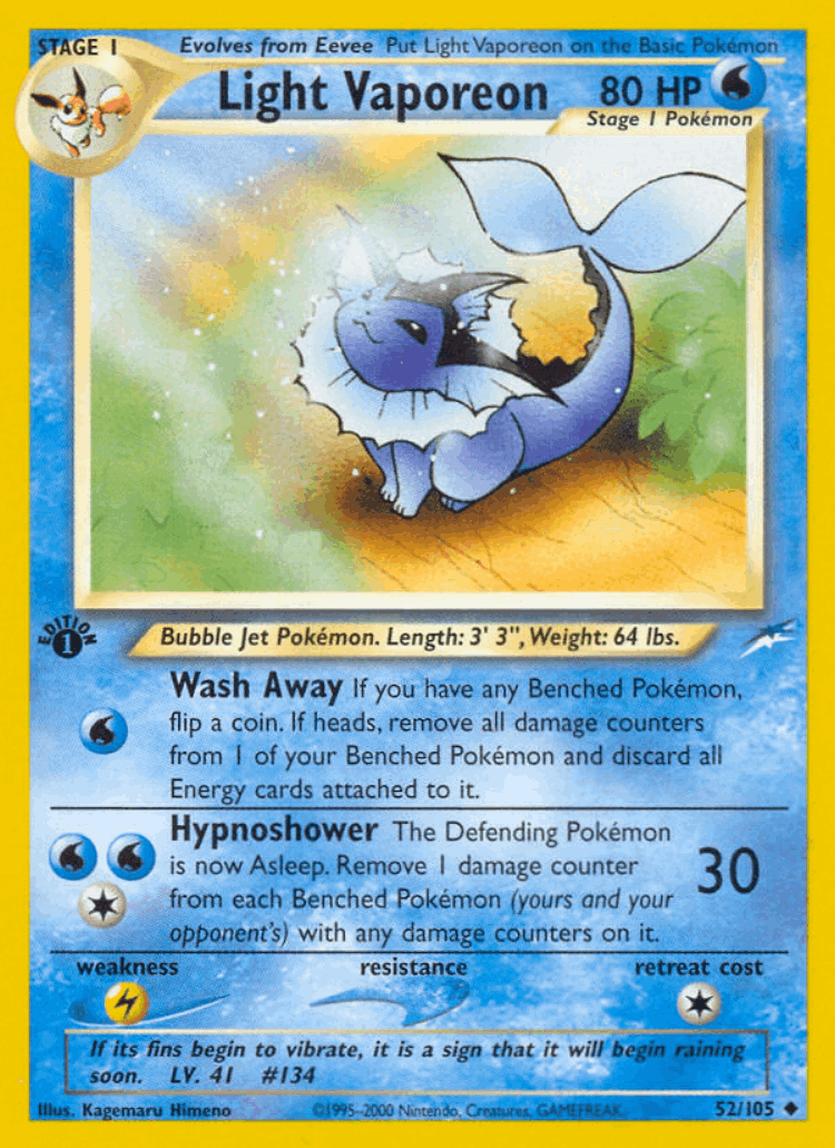 Light Vaporeon #52 from Neo Destiny - Uncommon - Illustrated by Kagemaru Himeno