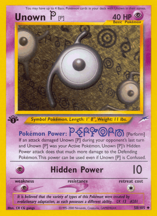 Unown [P] #58 from Neo Destiny - Uncommon - Illustrated by CR CG gangs