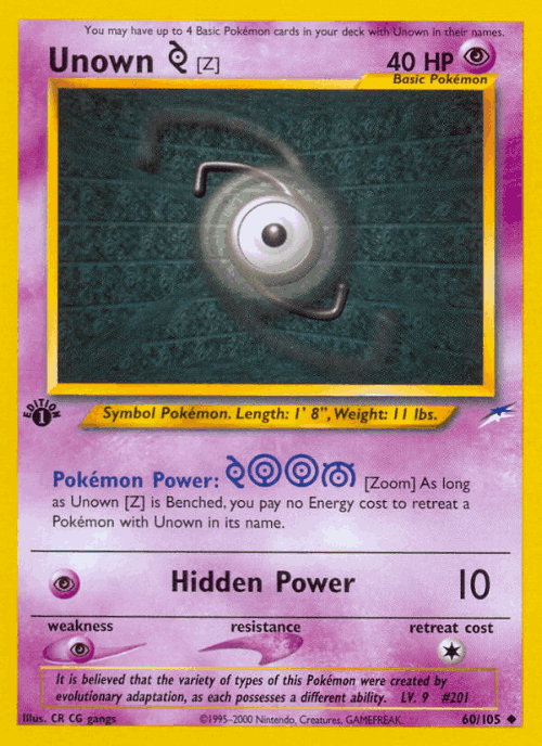 Unown [Z] #60 from Neo Destiny - Uncommon - Illustrated by CR CG gangs