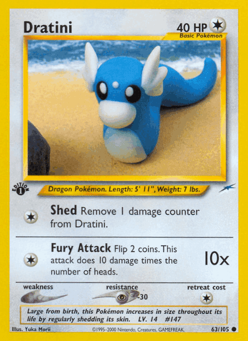 Dratini #63 from Neo Destiny - Common - Illustrated by Yuka Morii