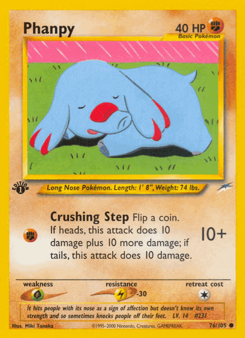 Phanpy #76 from Neo Destiny - Common - Illustrated by Miki Tanaka