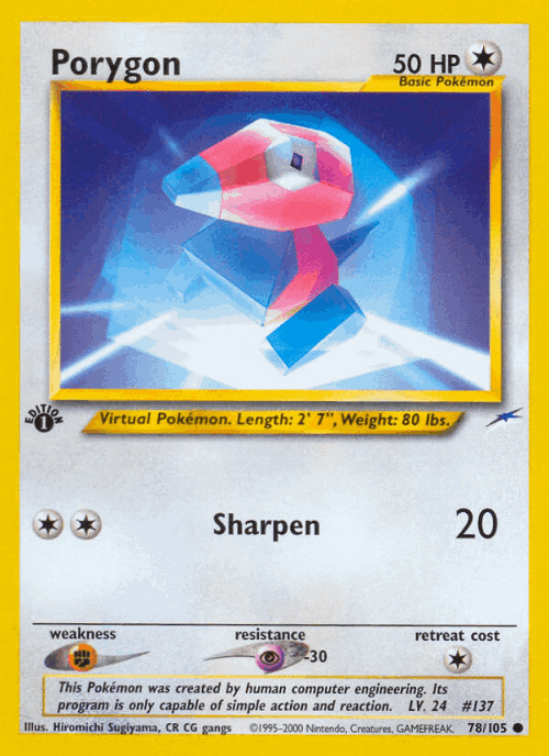 Porygon #78 from Neo Destiny - Common - Illustrated by Hiromichi Sugiyama, CR CG gangs