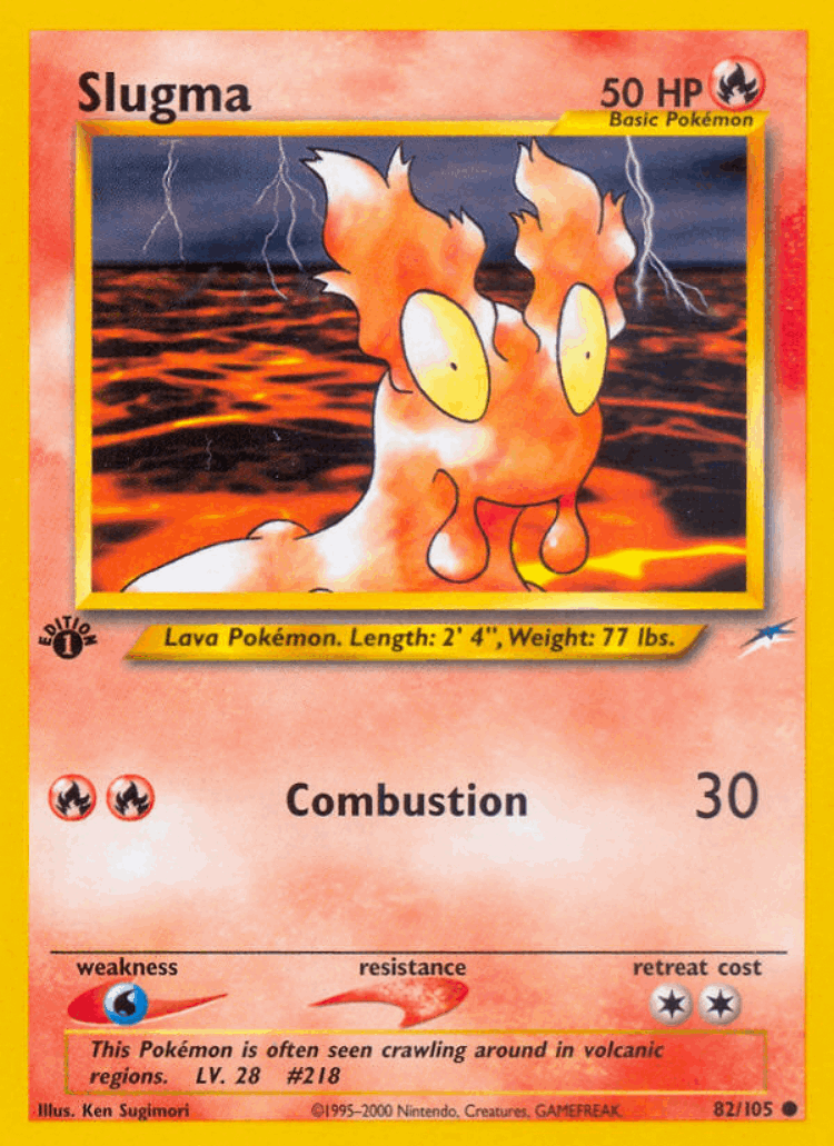 Slugma #82 from Neo Destiny - Common - Illustrated by Ken Sugimori