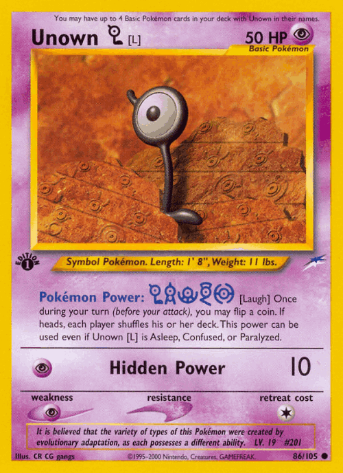 Unown [L] #86 from Neo Destiny - Common - Illustrated by CR CG gangs