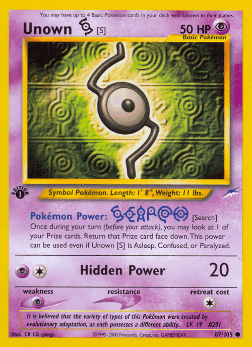 Unown [S] #87 from Neo Destiny - Common - Illustrated by CR CG gangs