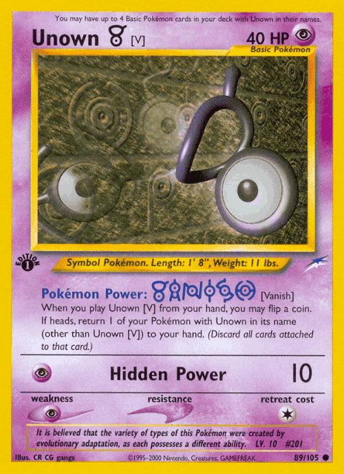 Unown [V] #89 from Neo Destiny - Common - Illustrated by CR CG gangs