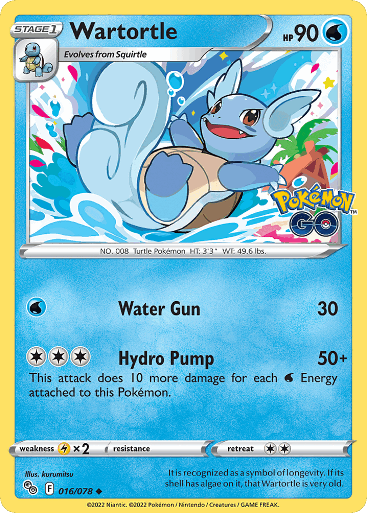Wartortle #16 from Pokémon GO - Uncommon - Illustrated by kurumitsu