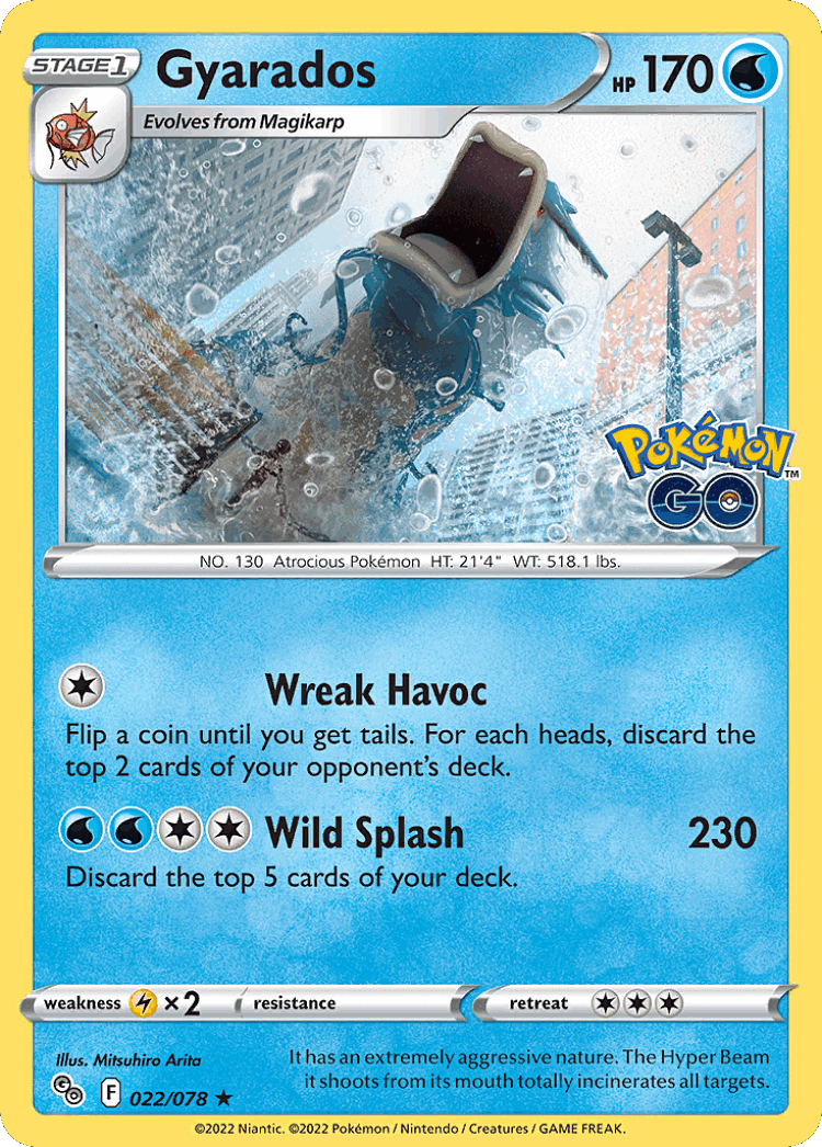 Gyarados #22 from Pokémon GO - Rare Holo - Illustrated by Mitsuhiro Arita
