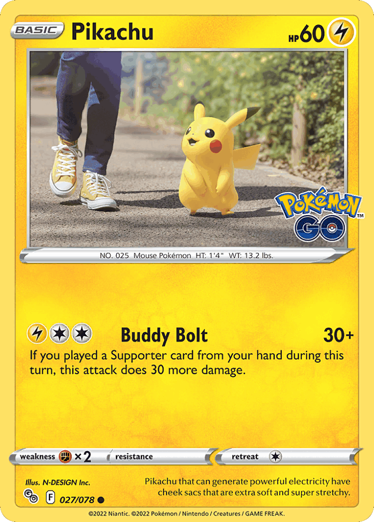 Pikachu #27 from Pokémon GO - Common - Illustrated by N-DESIGN Inc.